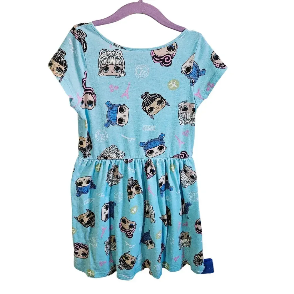 LOL Surprise Girls Size S Short Sleeve Character Dress Blue Dolls Anime Comfy